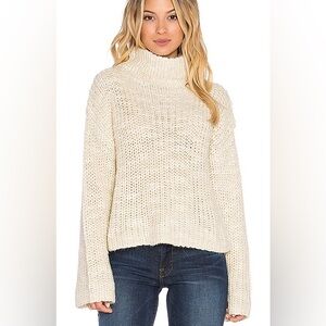 Obey cream alexa funnel neck crop turtleneck sweater